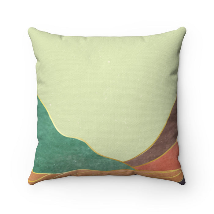 Serene Summit Square Cushion, 4 Dimensions: pale green, teal green abstract landscape-like pattern, modern abstract style