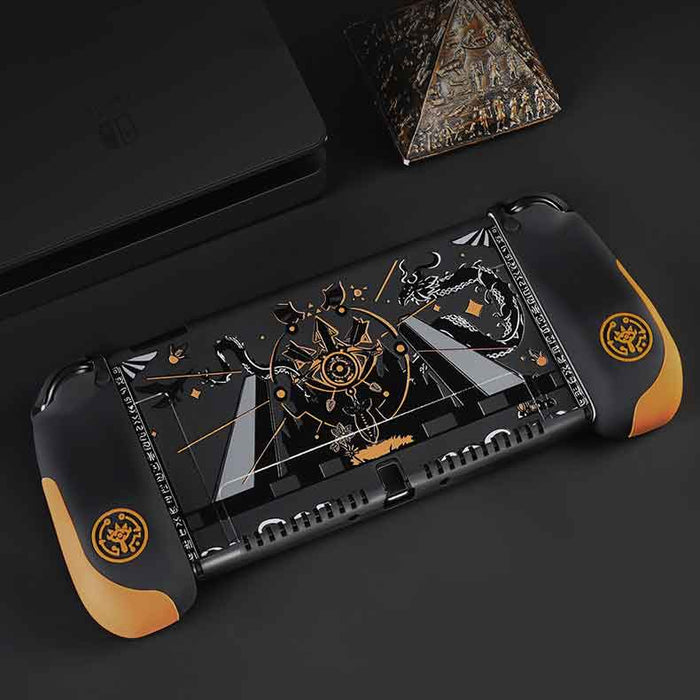 Sheikah Slate Switch Cover Case: black, dark gray stylized fantasy/occult graphic with a central eye motif, dark fantasy, gra