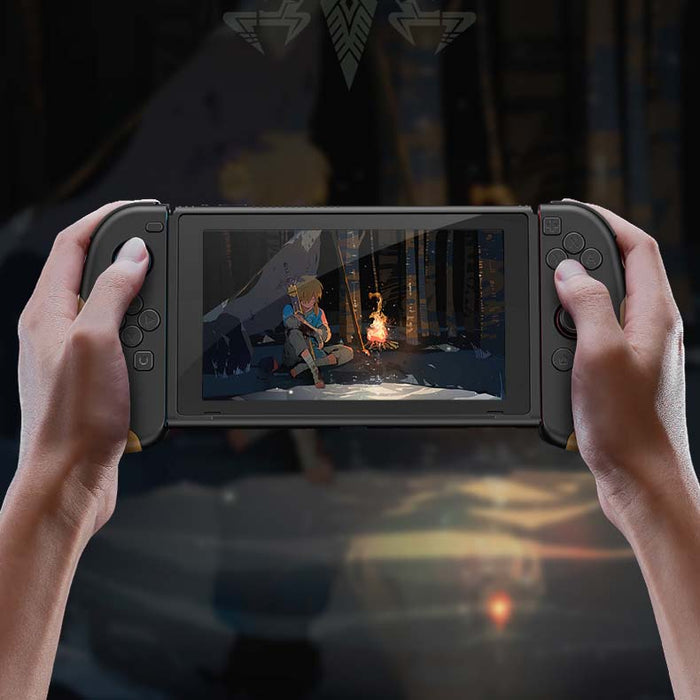Sheikah Slate Switch Cover Case: black, dark gray stylized fantasy/occult graphic with a central eye motif, dark fantasy, gra