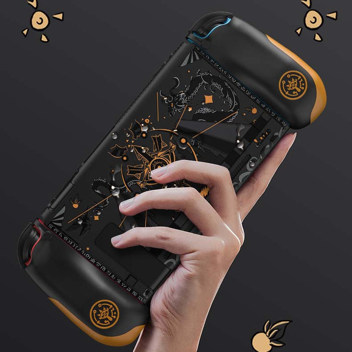 Sheikah Slate Switch Cover Case: black, dark gray stylized fantasy/occult graphic with a central eye motif, dark fantasy, gra