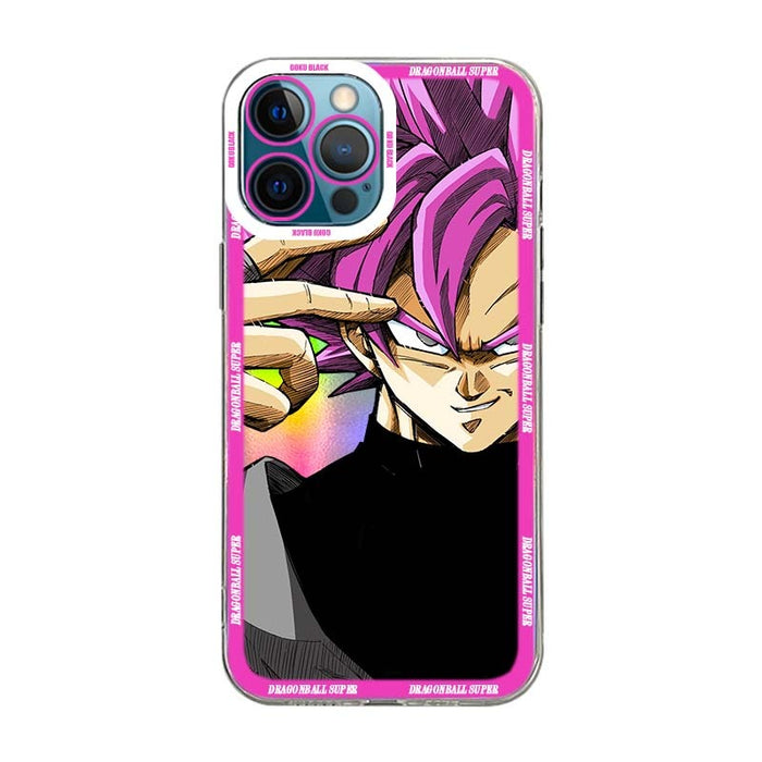 Shiny Dragon Ball iPhone Case: pink, black anime character (Dragon Ball Super), anime cartoon style