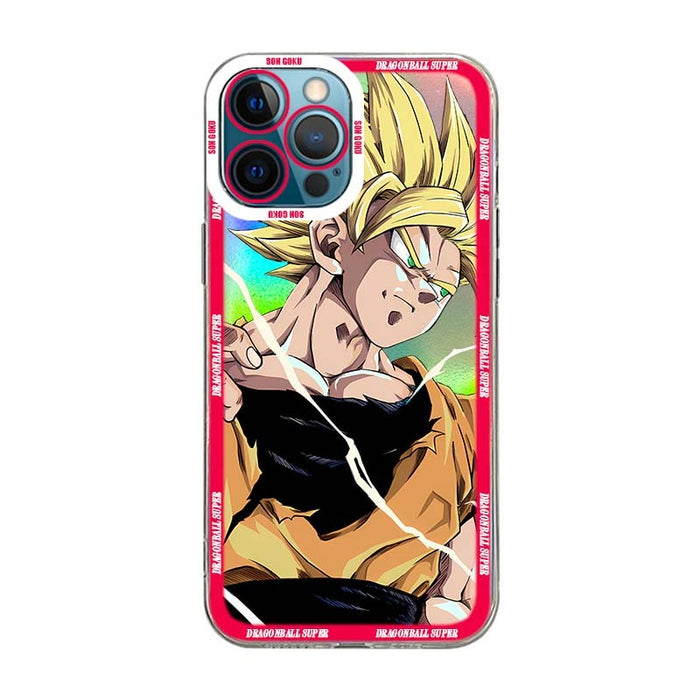 Shiny Dragon Ball iPhone Case: pink, black anime character (Dragon Ball Super), anime cartoon style
