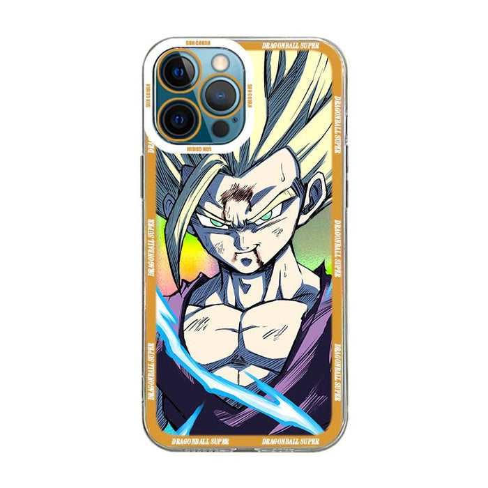 Shiny Dragon Ball iPhone Case: pink, black anime character (Dragon Ball Super), anime cartoon style