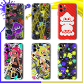 Shock-absorbent Splatoon phone case: black, yellow Splatoon game characters and squid-themed graphics, cartoon, colorful gami
