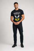 Short Sleeve T-Shirt with Yellow Ninja Emblem Black