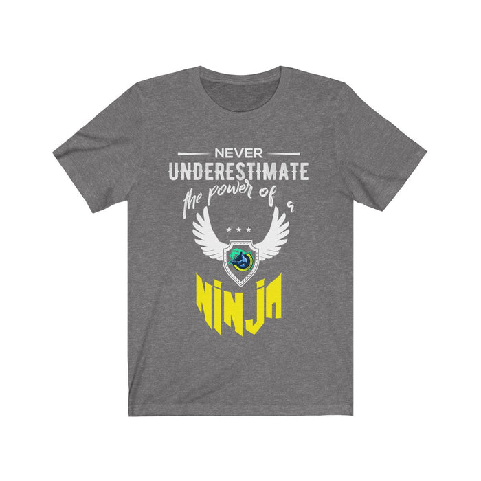 Short Sleeve T-Shirt with Yellow Ninja Emblem: black, white ninja-themed emblem, graphic casual style