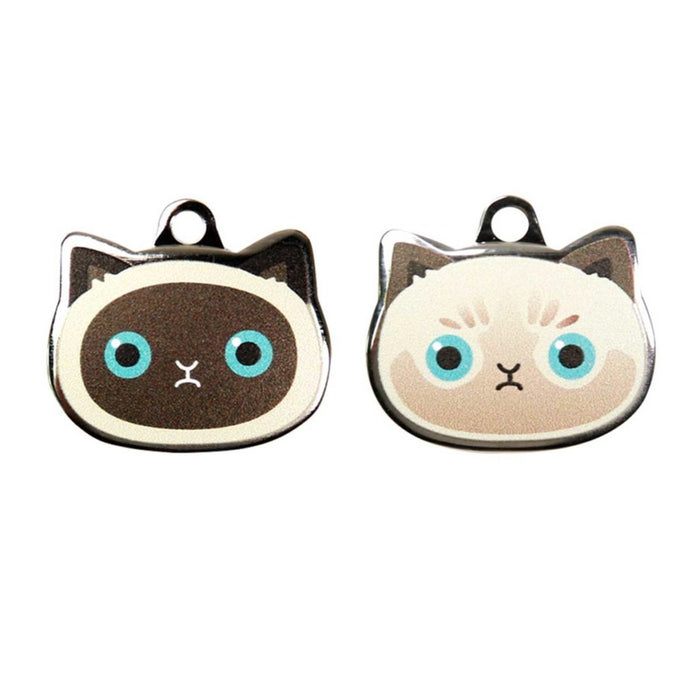 Siamese Cat ID Tags with Engraving: brown, cream cats, cartoon kawaii style