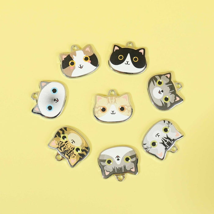 Siamese Cat ID Tags with Engraving: brown, cream cats, cartoon kawaii style