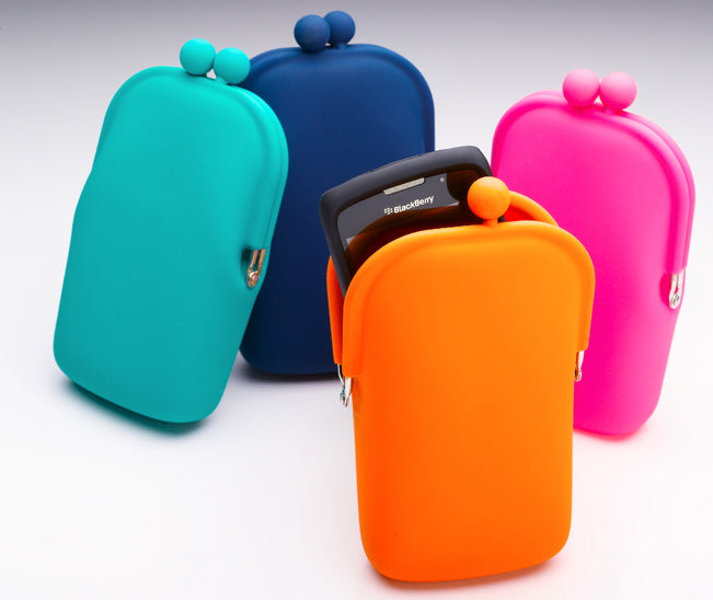 Silicone Pocket for Keys and Change, Set of 2: teal, navy blue small zippered cases/pouches, minimal, playful style