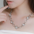 Silver Crystal Necklace by Mika: silver, clear necklace, decorative, statement style