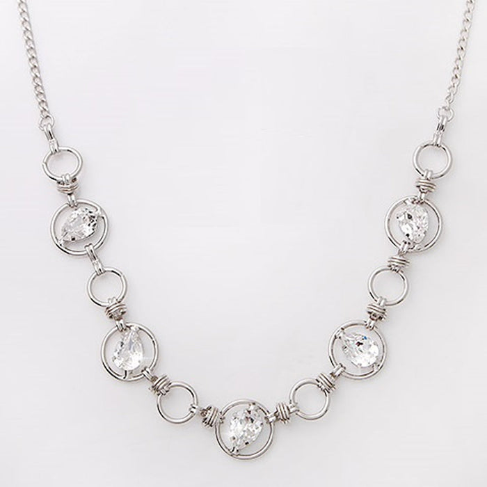 Silver Crystal Necklace by Mika: silver, clear necklace, decorative, statement style