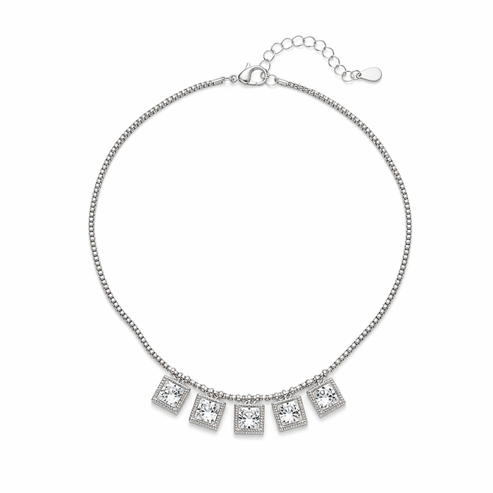 Silver Necklace with Crystal Accents Silver