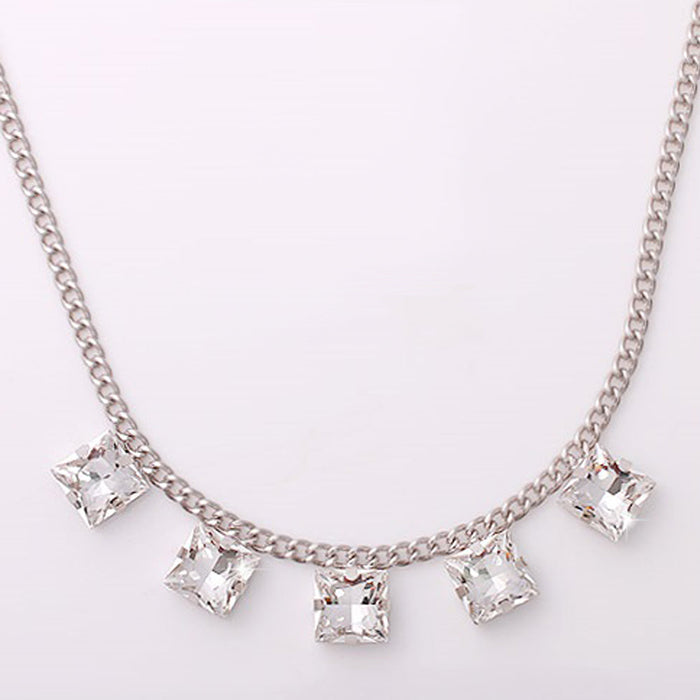 Silver Necklace with Crystal Accents: silver, clear necklace, delicate, elegant style