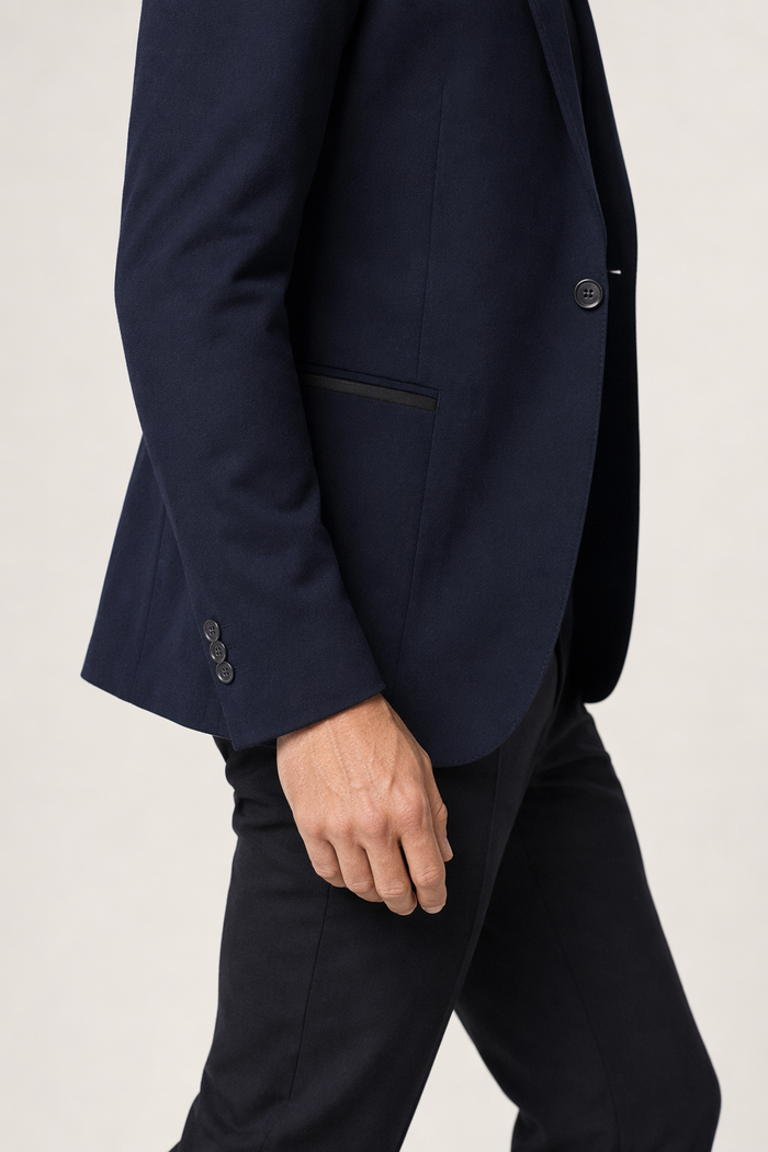 Single-Button Mens Smart Casual Jacket Navy