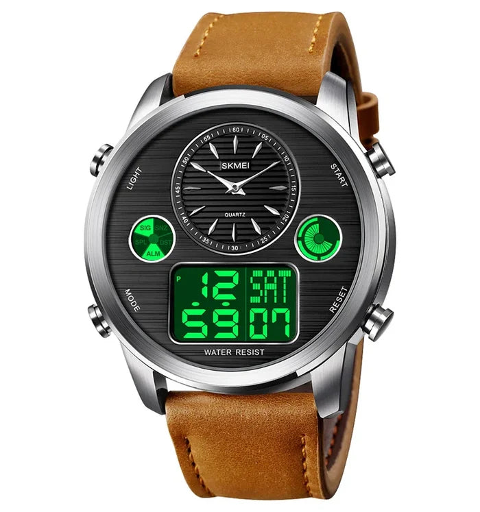 Skmei 1653 Analog Digital Leather Watches