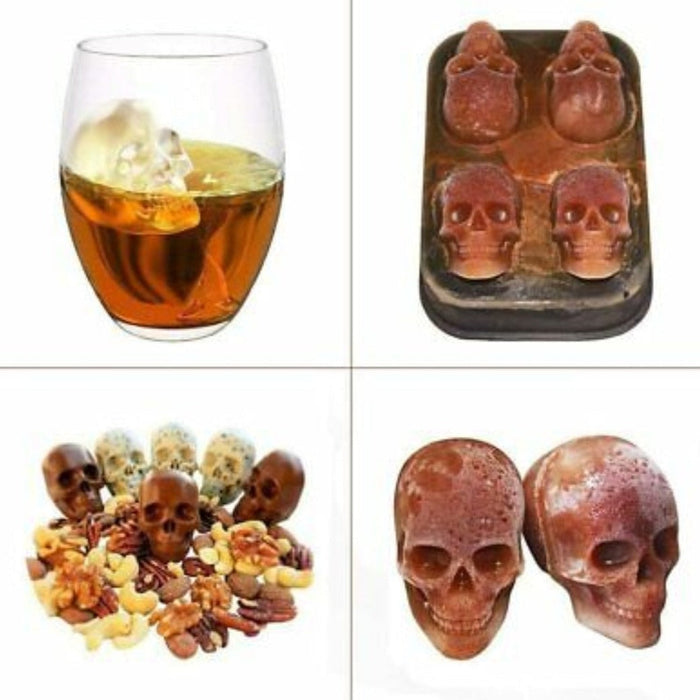Skull Shape Ice Cube Mold for Spooky Skeleton Themed Beverages: black, clear skull, gothic style
