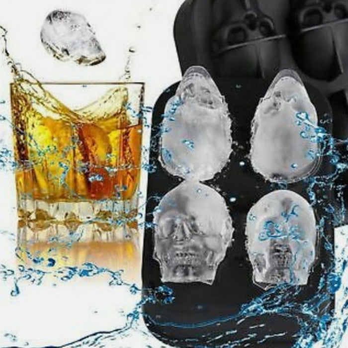 Skull Shape Ice Cube Mold for Spooky Skeleton Themed Beverages: black, clear skull, gothic style