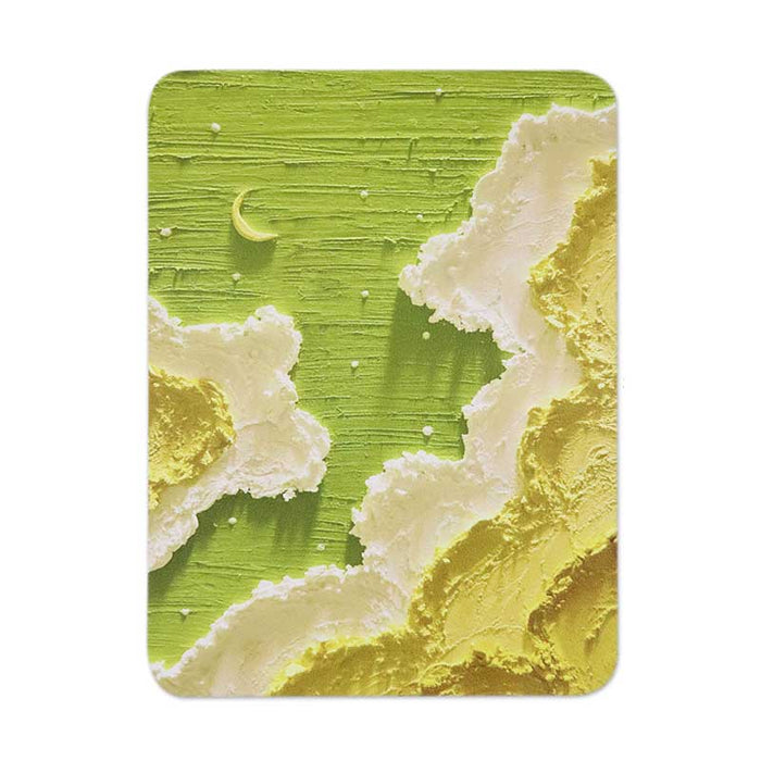 Sky Mouse Pad with 3D Design: light blue, white crescent moon and clouds, textured whimsical celestial art style