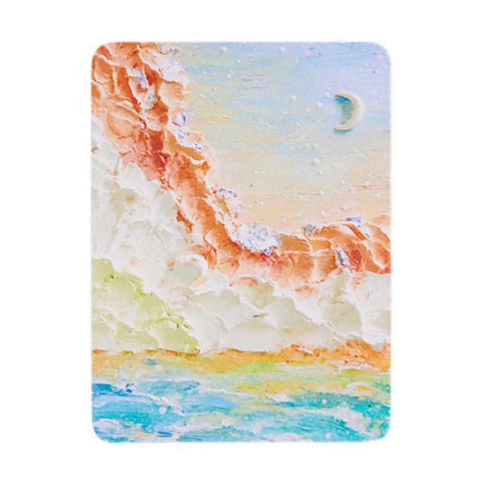 Sky Mouse Pad with 3D Design: light blue, white crescent moon and clouds, textured whimsical celestial art style