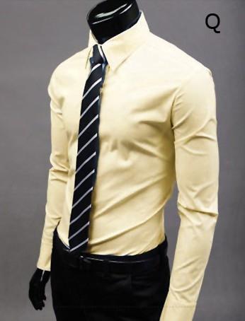 Slim Fit Button-Up Shirt for Men, Stylish and Modern Design: pale yellow, black men's dress shirt with necktie, formal style