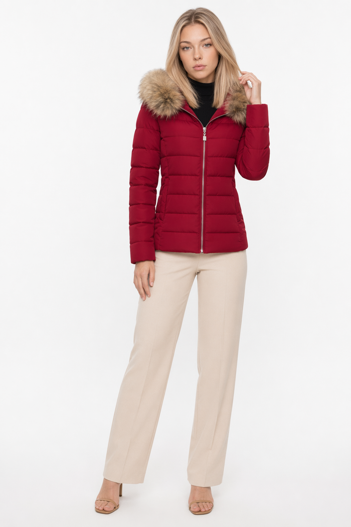 Slim-Fit Zippered Winter Coat with Hood for Women Default