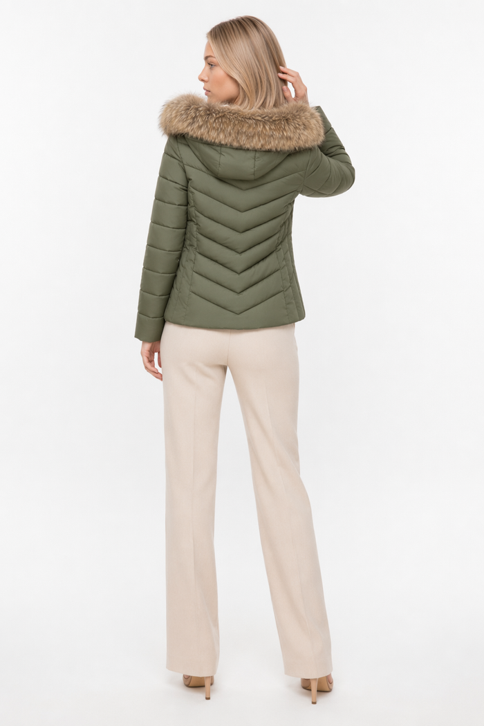 Slim-Fit Zippered Winter Coat with Hood for Women Default