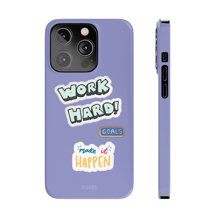 Slim iPhone 14, 14 PRO and 14 PRO MAX Case for the Driven: lavender purple, black smartphone case, playful cartoon sticker st