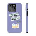 Slim iPhone 14, 14 PRO and 14 PRO MAX Case for the Driven: lavender purple, black smartphone case, playful cartoon sticker st