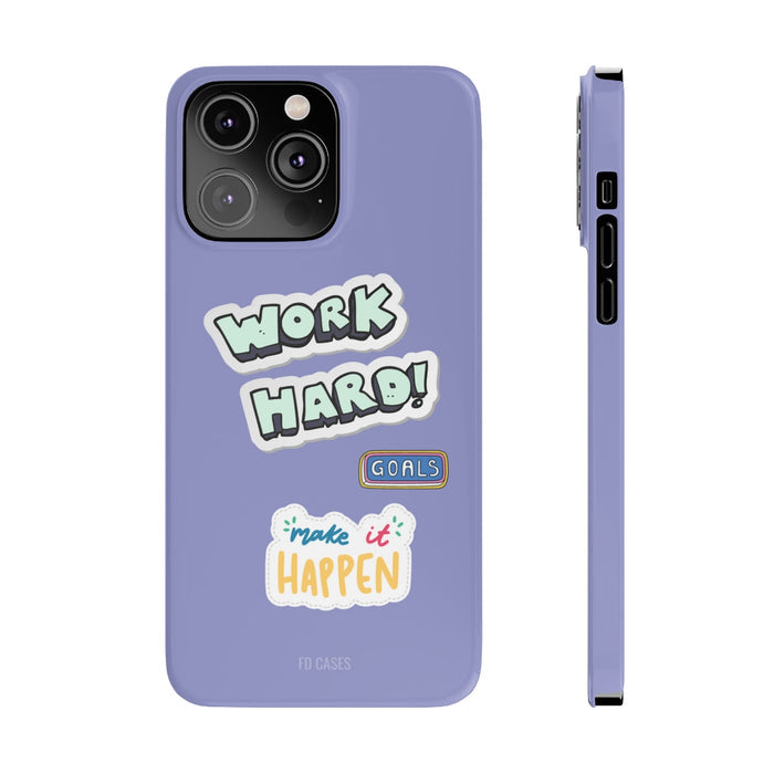 Slim iPhone 14, 14 PRO and 14 PRO MAX Case for the Driven: lavender purple, black smartphone case, playful cartoon sticker st