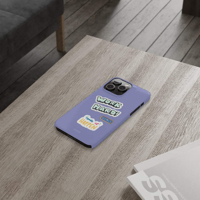 Slim iPhone 14, 14 PRO and 14 PRO MAX Case for the Driven: lavender purple, black smartphone case, playful cartoon sticker st
