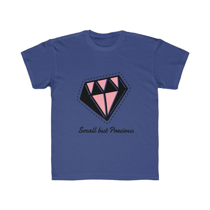 Small yet Precious T-Shirt for Little Girls: blue, pink diamond graphic, cartoon graphic style