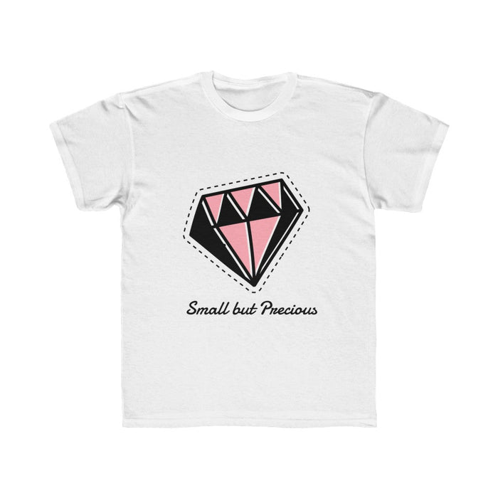 Small yet Precious T-Shirt for Little Girls: blue, pink diamond graphic, cartoon graphic style