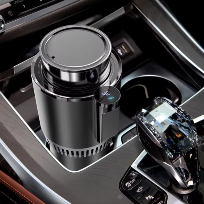 Smart Cooler Cup Holder with Digital Display, All-in-One Solution for Keeping Your Beverages Chilled: black, dark gray car cu