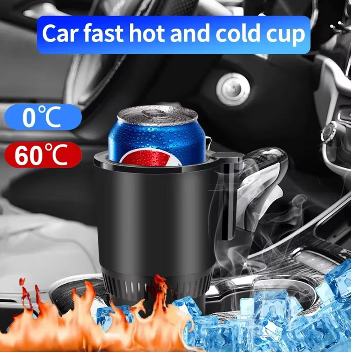 Smart Cooler Cup Holder with Digital Display, All-in-One Solution for Keeping Your Beverages Chilled: black, dark gray car cu