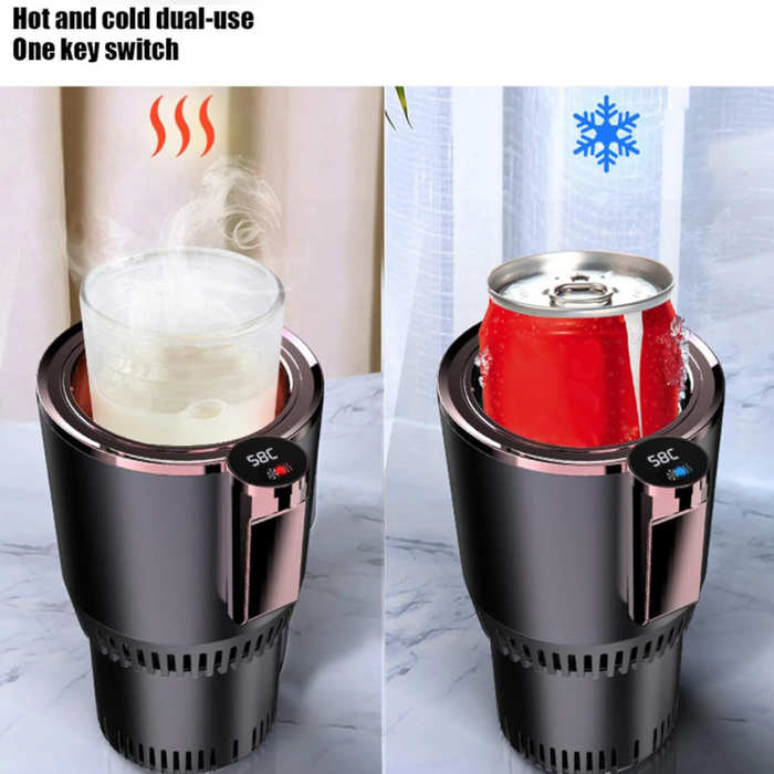 Smart Cooler Cup Holder with Digital Display, All-in-One Solution for Keeping Your Beverages Chilled: black, dark gray car cu