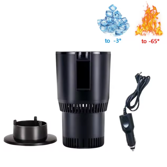Smart Cooler Cup Holder with Digital Display, All-in-One Solution for Keeping Your Beverages Chilled: black, dark gray car cu