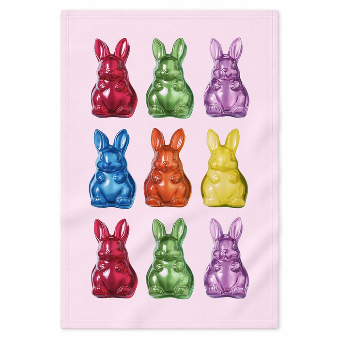 Soft Pink Fleece Baby Blanket with Bunny-Shaped Gummies Default
