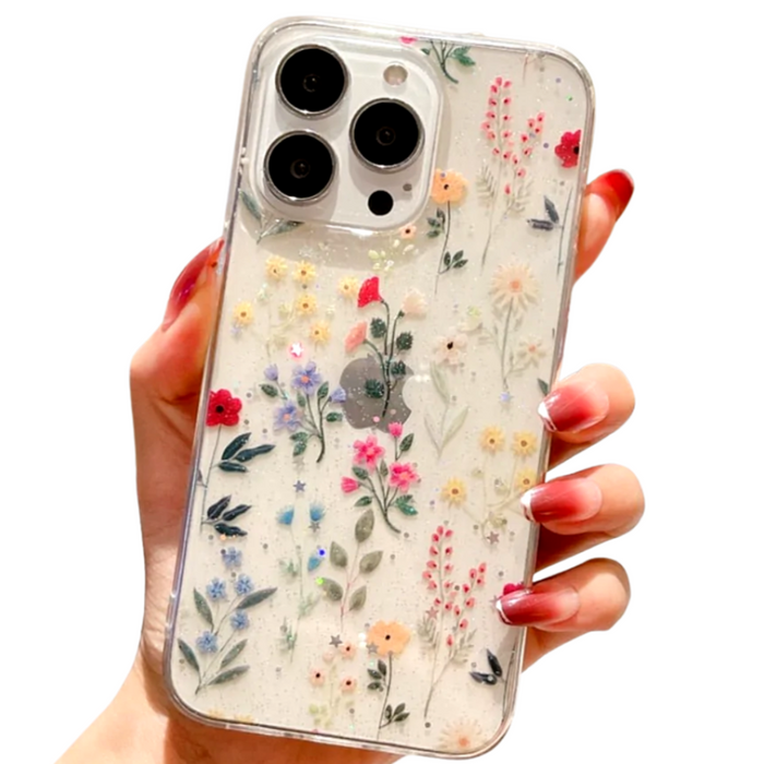 Soft Silicone Floral Bouquet iPhone Case: transparent, clear floral botanical theme, delicate botanical style