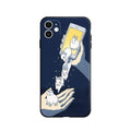 Soft TPU Phone Case with Protection: dark navy blue, white white cartoon rabbits, cartoon, whimsical style