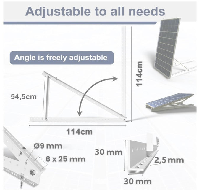 Solar Panel Mount Brackets Adjustable Tilt Legs 180-500W 45in Set 2-4 Pcs-243