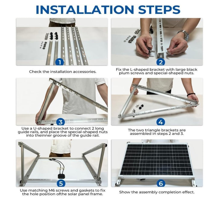 Solar Panel Mount Brackets Adjustable Tilt Legs 180-500W 45in Set 2-4 Pcs-243