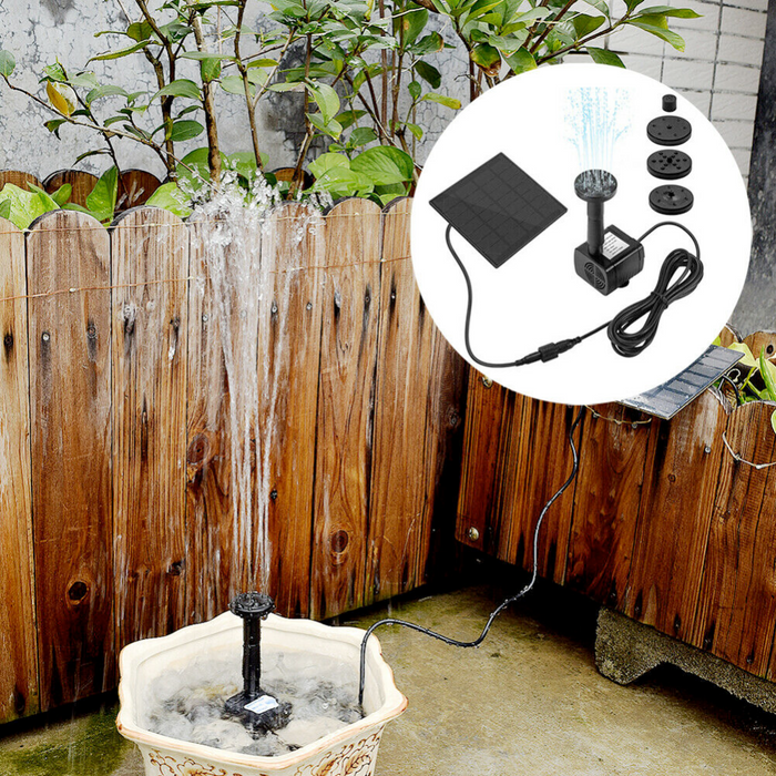 Solar-Powered Garden Fountain: black, dark blue solar-powered water fountain pump kit, functional outdoor garden equipment st