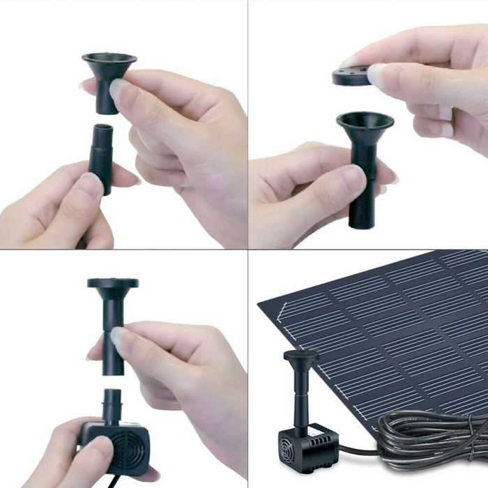 Solar-Powered Garden Fountain: black, dark blue solar-powered water fountain pump kit, functional outdoor garden equipment st