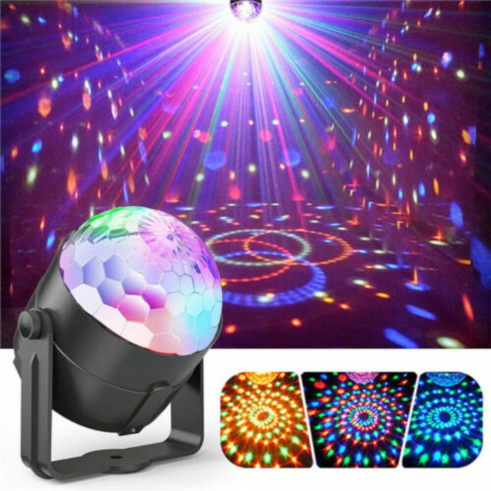 Sound-Responsive LED Party Light Projector: black, multicolor LED disco light/projector, party/disco style