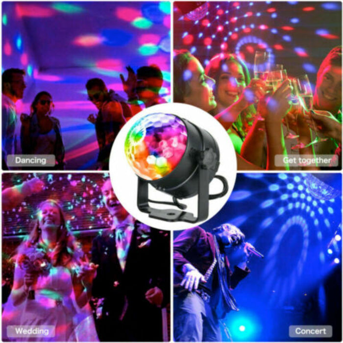 Sound-Responsive LED Party Light Projector: black, multicolor LED disco light/projector, party/disco style