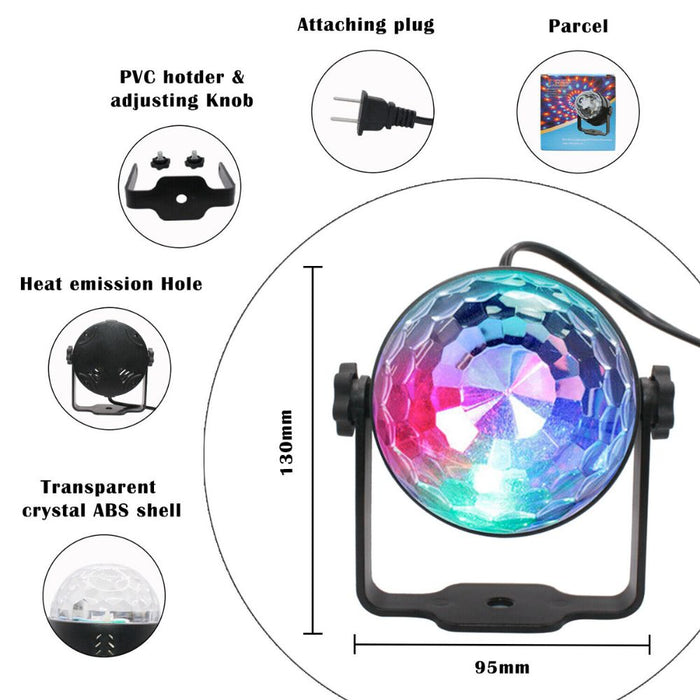 Sound-Responsive LED Party Light Projector: black, multicolor LED disco light/projector, party/disco style
