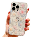 Sparkling Clear Floral Phone Case: transparent, clear floral botanical theme, cute pastel botanical style