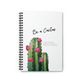 Spiral Notebook with Cactus Design: white, green cactus, botanical watercolor illustration style
