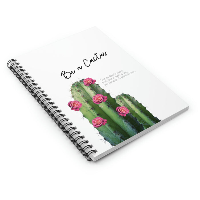 Spiral Notebook with Cactus Design: white, green cactus, botanical watercolor illustration style