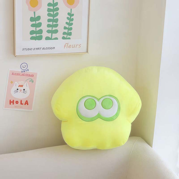 Splatoon Plush Toy Squid: mint green, light blue cartoon character with large eyes, kawaii cartoon style